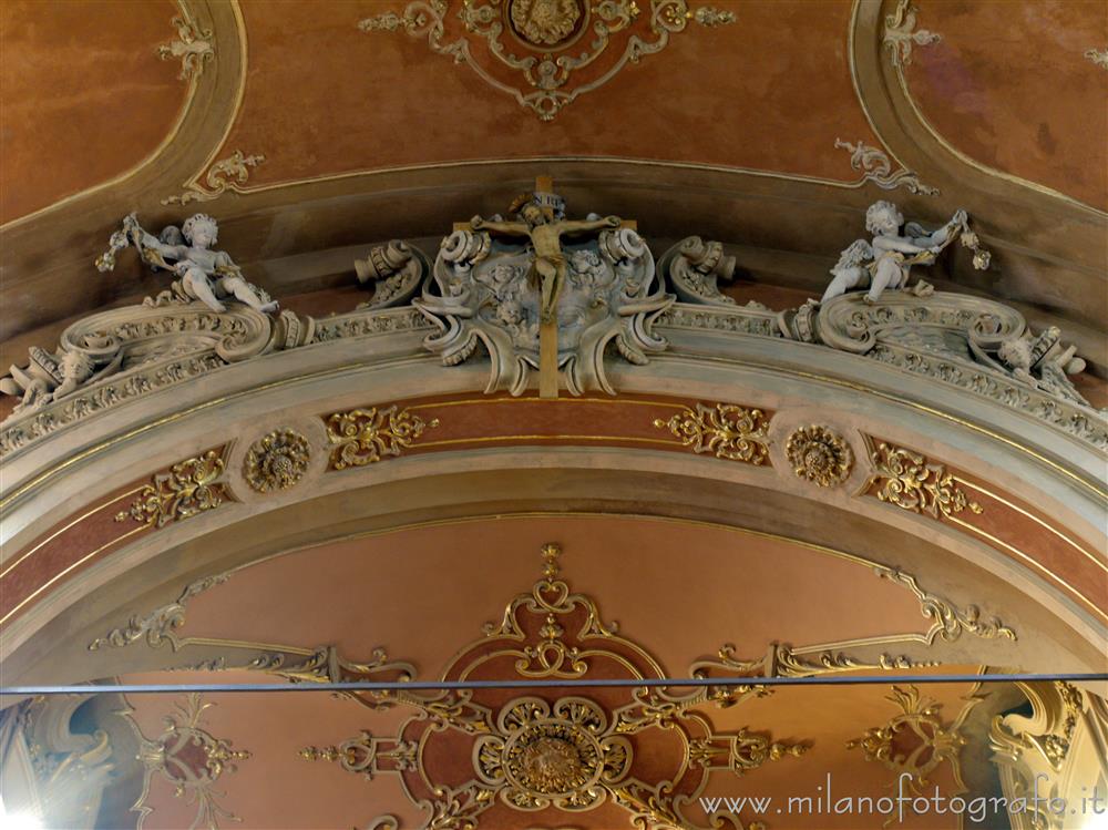 Milan (Italy) - Stucco decorations on the arch that divides in two the interior of the Church of Santa Francesca Romana